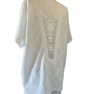 Unbranded Elegant White Lace crochet Blouse Women’s XXL eyelete embroidered